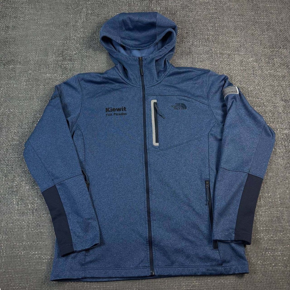 The North Face Full Zip Hoodie Mens L Blue Kiewit TVA Paradise American Flag